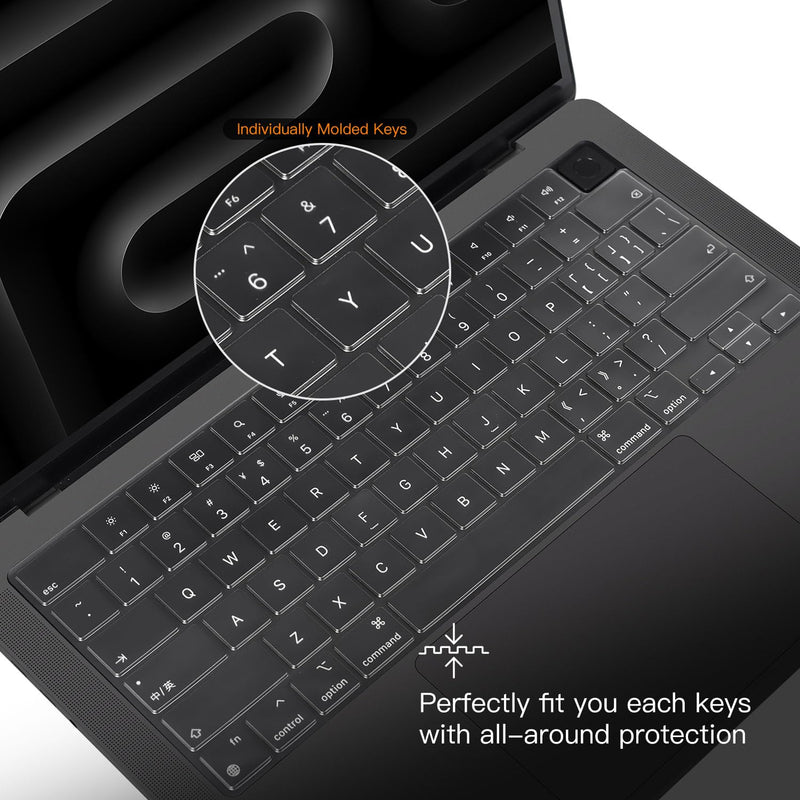 CaseBuy Premium Keyboard Cover for 2024 2023 MacBook Pro 14 16 inch M3 Pro/Max Chip Liquid Retina Display & Touch ID Keyboard Protector Accessories -Space Black MacBook Pro 14/16 Inch Space Black