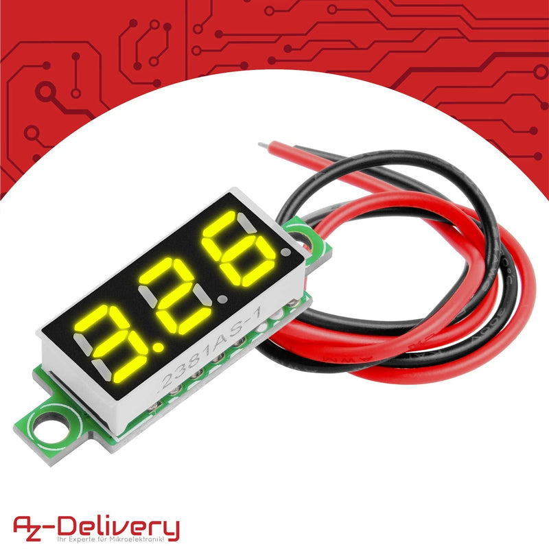 AZDelivery 5 x 0.28 inch mini digital voltmeter with 7-segment LED display 2.5V - 30V, voltage display, voltage measuring module including e-book!