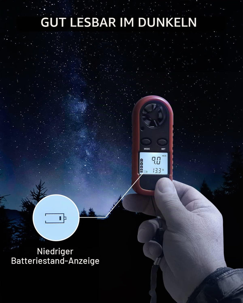 Wintact Anemometer Handheld Wind Speed Meter Digital Air Temperature Anemometer HVAC Velometer Wind Speed Meter Thermometer