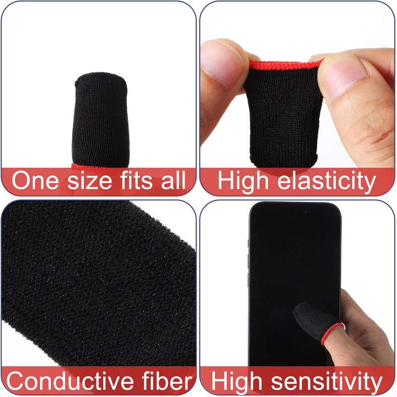 10Pcs Mobile Phone Gaming Finger Sleeves, Anti Sweat Game Controller Finger Thumb Sleeve, Superconducting Nanofibers Sleeves, Breathable Finger Covers Touchscreen Gaming Gloves