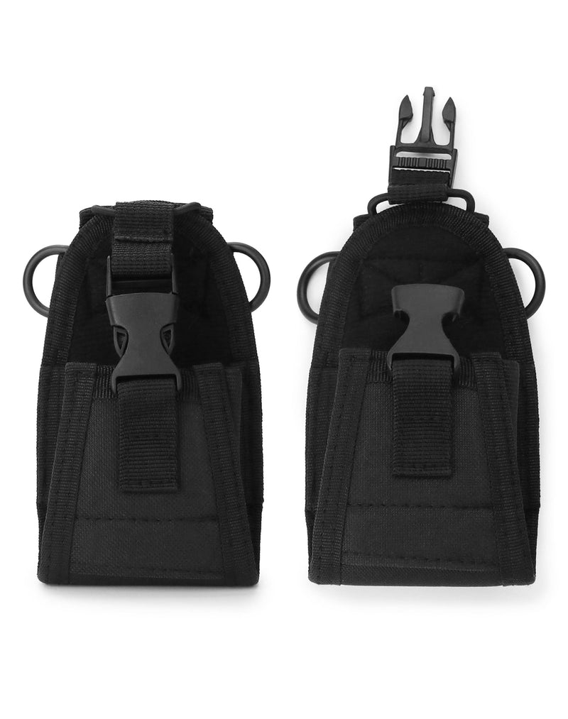 QWORK Radio Pouch Case Holder - 2 Pack Tactical Walkie Talkie Pouch Multi-Function Intercom Bag for Polic Fireman Security Officer Compatible with Most Two-Way Radios, Black