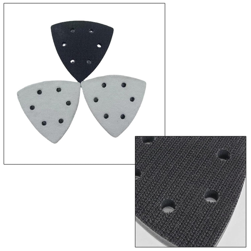 4 Pieces Soft Surface with Hook 93mm 6 Triangle Holes Sanding Buckle Sponge Pad for Grinder Shockproof Noise Reduction