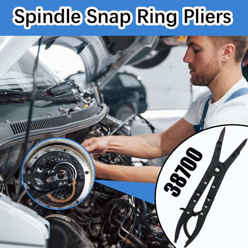 38700 Spindle Snap Ring Pliers Compatible with Ford 2007-2020 F-250 350 450 550 Super Duty 4WD Pickups, 12in Heavy Duty Internal External Snap Ring Pliers with Ratchet Locking Design