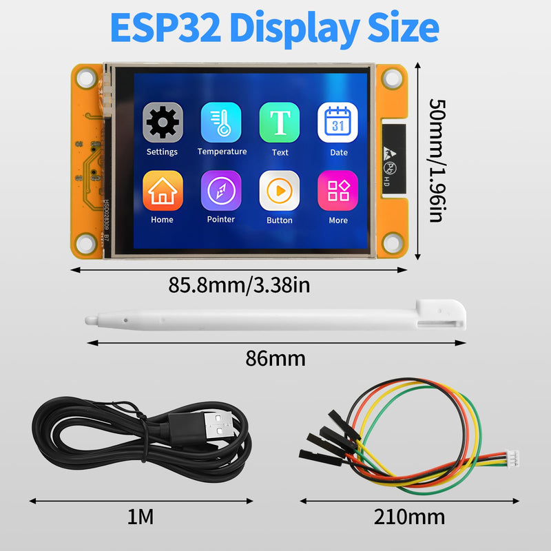 diymore For ESP32 Display, for ESP32 Development Board with WiFi Bluetooth, 2.8 Inch 240 x 320 LCD Display, Intelligent TFT Module Touchscreen High Speed IoT Connectivity Compatible with LVGL/GUI