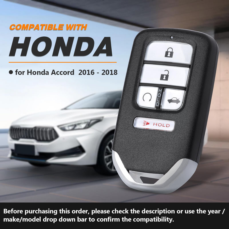 Smart Key Fob Keyless Prox Remote for Honda Accord 2016 2017 2018 ACJ932HK1310A 72147-T2G-A51 433MHz 5 Buttons