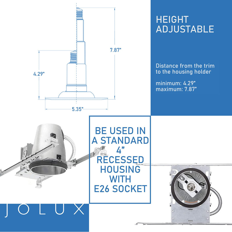 Jolux 4 Inch LED Can Lights Adjustable Recessed Retrofit Downlight, 8.5W=40W, 3000K Warm White, 500LM, Dimmable,ETL Damp Rated Replacement Recessed Lighting Install, Bevel Trim, E26 Base,4-Pack… 3000k( Warm White) 4 Inch 4- Pack