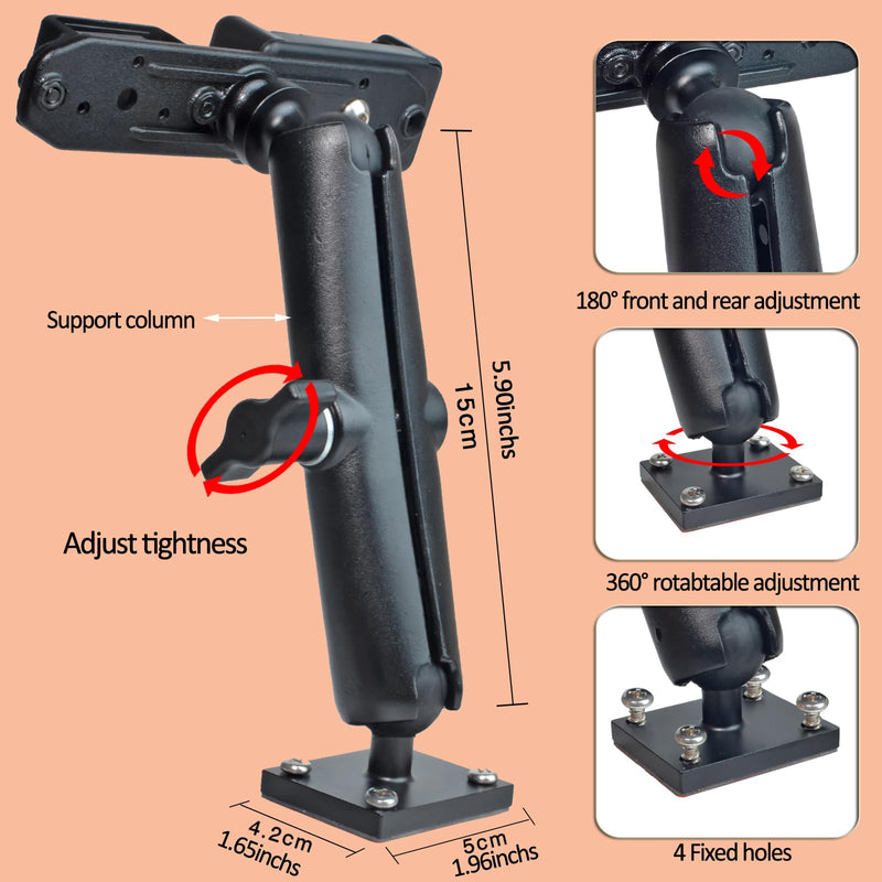 HYS Heavy Duty Drill Base Mount for Smartphones&All HT Amateur Radio with Belt Clip, Drill Base Tablet Holder for Trucks, Wall mounting, Commercial Vehicles, for 1.85"-3.15" iPhone/Samsung/LG