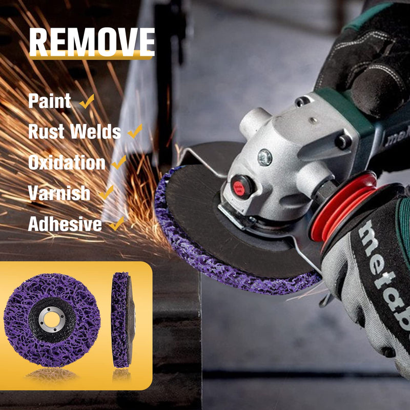 10 Pack Strip Discs Rust Remover Wheel Stripping Wheel for Angle Grinder Paint Strip Wheel Quick Abrasive Discs Rust, Oxidation, Paint Remover (4'' x 5/8'') 4'' x 5/8''-Purple
