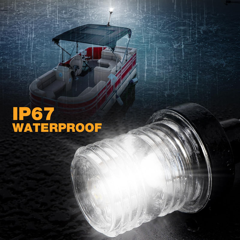 12 Inches Stern Light Boat Anchor Light LED, Marine Navigation Lgihts Waterproof IP67, 3 Nautical Mile Visibility White Fold Down Boat Lights for Pontoon, Jon Boats, Small Boats (12~24V) 12 Inches