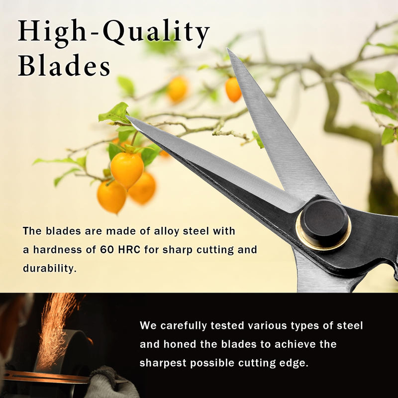 Professional Forged 8.2" Japanese Bud Cutting Pruning Shears Garden Flower Trimming Scissors Made in Japan (Double-blade) Double-blade
