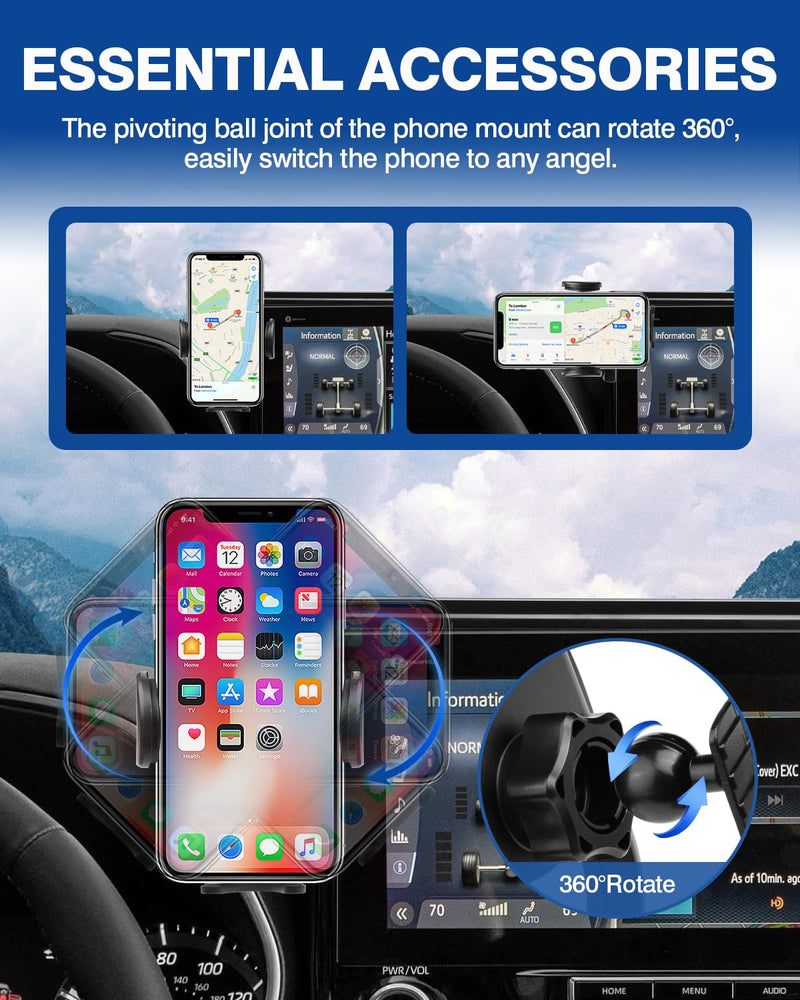 Autorder Custom Fit for Car Phone Holder 2020 2021 2022 Toyota Highlander Lmited/Platinum Accessories Phone Mount 12.3" Screen Cell Phone Automobile Cradles Hands-Free 360 Degree Rotation Toyota Highlander 20-22 12.3-inch