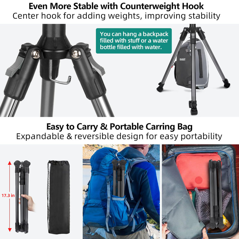 Extendable Photography Light Stand, Adjustable 6.6ft/2m Aluminum Light Tripod Stand for Travel, Reversible Portable Studio Lighting Tripod for Ring Light Camera Flash Light Strobe Light Webcam Softbox