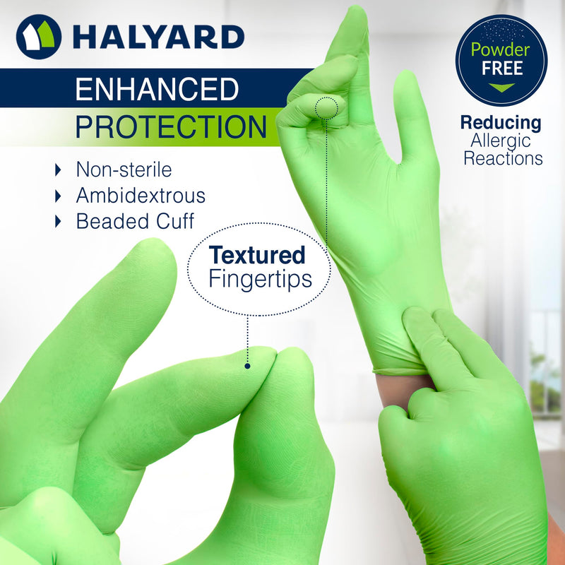 HALYARD FLEXAPRENE Green Exam Gloves - 3.5 mil, 9.5 Inches, Green, Small, Box of 200 - Made with Chloroprene Technology, Non-Sterile, Powder-Free Disposable Gloves Small+9.5inch