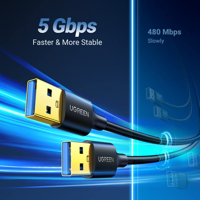 UGREEN USB to USB, 5 Gbps USB 3.0 Cable, Nylon Durable Male to Male Cable, Compatible with Hard Drive, Cooling Fan/pad, Camera, DVD Player, TV, Flash Light, Hub, Monitor, Speaker, and More 6.6 FT