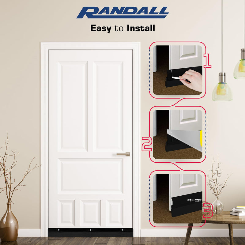 Heavy Duty Weight Aluminum with Long Vinyl Door Sweep (Black, 4 FT) Black