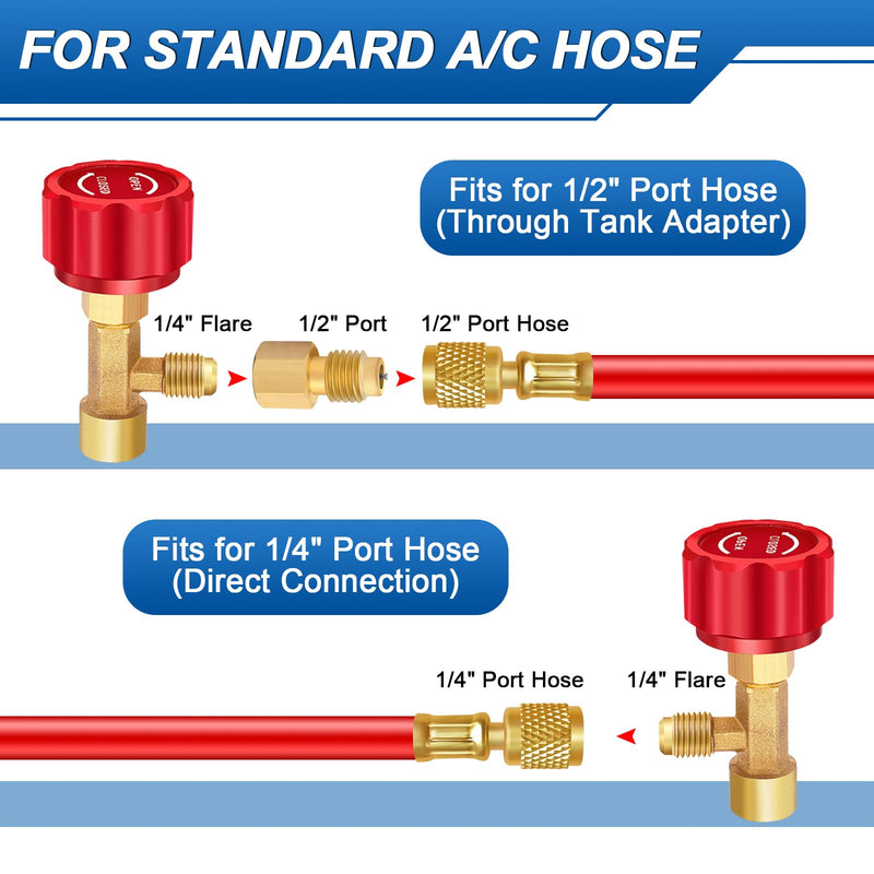 Boltigen R134a Can Tap Kit, Automotive R134a Self Sealing Can Tap, AC Puncture Freon Can Tap, R134a Adapter Fittings, with Valve Core Removal Tool Red