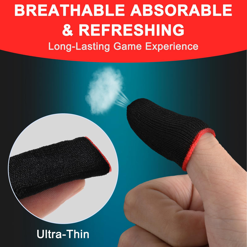 10Pcs Mobile Phone Gaming Finger Sleeves, Anti Sweat Game Controller Finger Thumb Sleeve, Superconducting Nanofibers Sleeves, Breathable Finger Covers Touchscreen Gaming Gloves