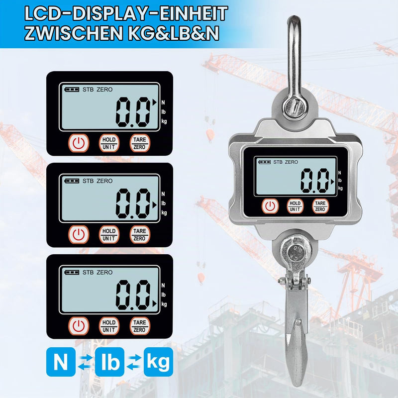 Hyindoor Crane Scales 1000 kg Electronic Digital Hanging Scales 1T Heavy Duty Crane Scale Industrial Crane Scales with LCD Screen