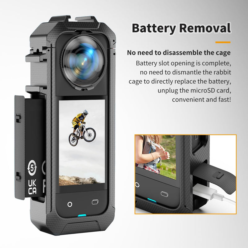 Mini Tripod+Cage for Insta 360 X5, Protective Frame Case with Adapter for Selfie Stick/Mic/Flash Light,Quick Release Interface for Insta 360X5 Accessories