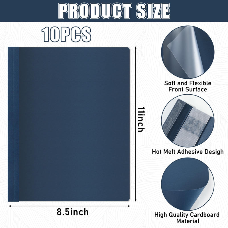 10 Pcs Thermal Binding Covers, 8.5 x 11 Inch Letter Size, 1 Inch Spine Holds 240 Sheets, Clear Front Paper Back Report Cover Suitable for Schools Offices Presentation(Blue) Blue
