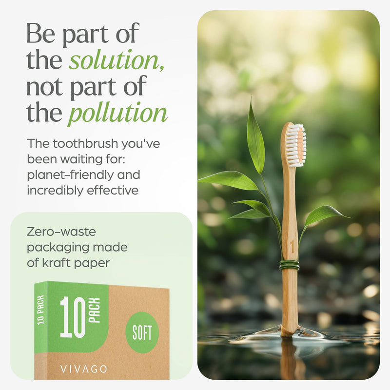 VIVAGO Bamboo Toothbrushes Bulk Soft Bristles (50 Pack) - Eco-Friendly, Natural Wooden Toothbrush 50 Count (Pack of 1)
