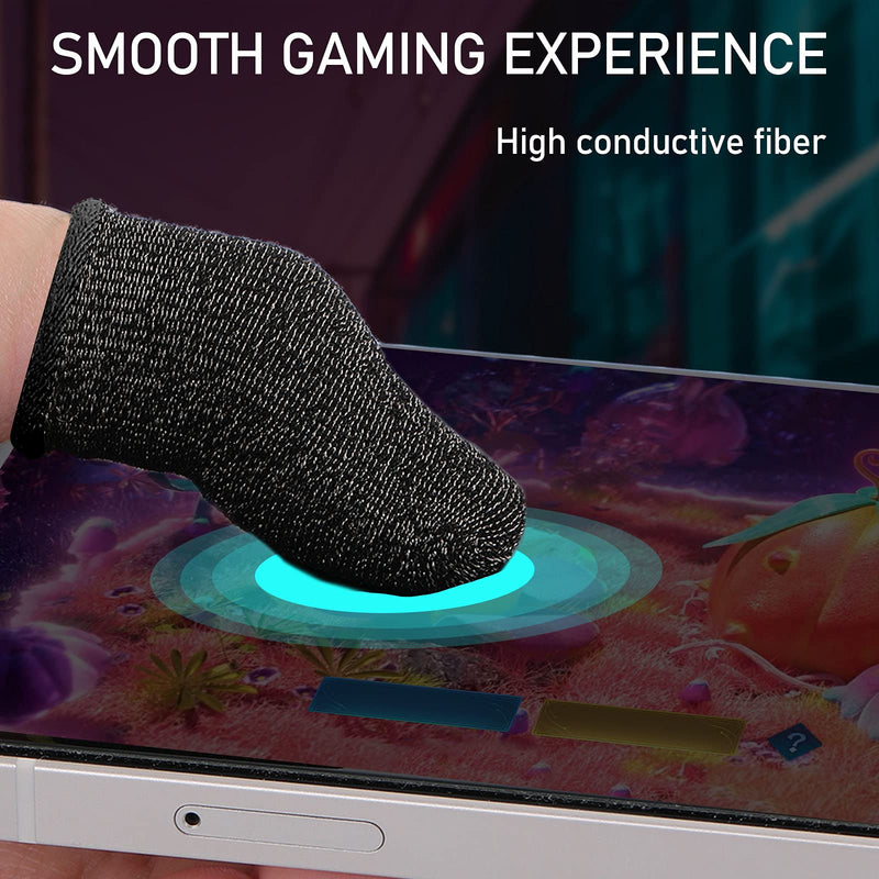 40 Pieces Gaming Finger Sleeve For Gaming Thumb Sleeves Mobile Gaming Finger Protector (Black) Black