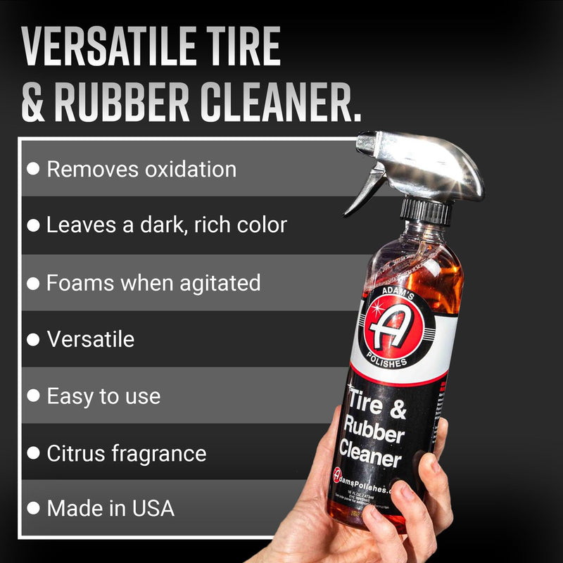 Adam's Tire & Rubber Cleaner (16 oz) - Removes Discoloration From Tires Quickly - Works Great on Tires, Rubber & Plastic Trim, and Rubber Floor Mats 16 Fl Oz (Pack of 1)