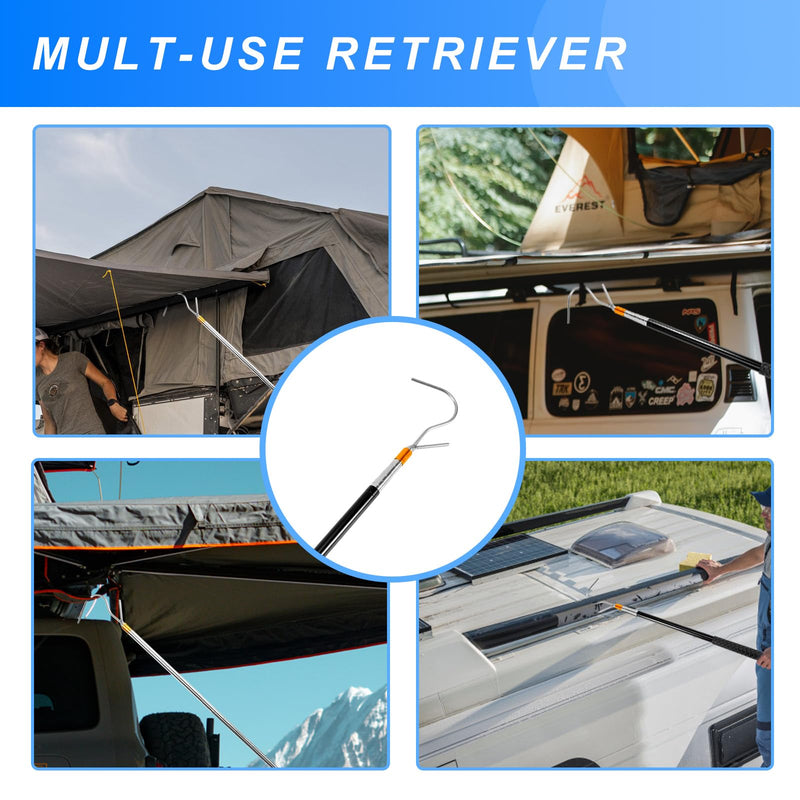 Telescopic RV Awning Opener Pole, Multi-Section Lockable, Extends 16"-60" for Campers, RV Awning Parts, Carefree Awning Parts, Ideal for Grabber, Hooks, Tent, Clamps, Canopy