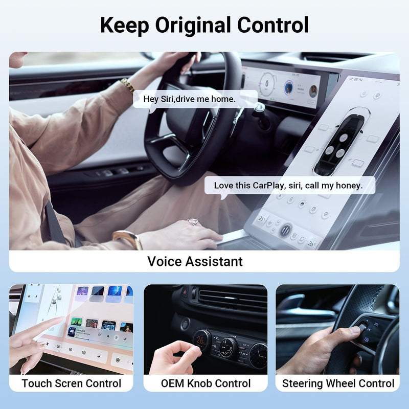 Wireless Carplay Adapter, Plug and Play 2-in-1 Carplay Wireless Adapter for Apple and Android, Wireless Adapter CarPlay Dongle Fits for Factory Wired CarPlay Cars from iOS10+ Black
