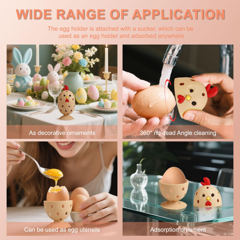 4PCS Silicone Egg Cleaner Brush Set, Egg Wash Brush Scrubber for Fresh Eggs Fruits Vegetables, Reusable Non-Scratch Multifunctional Rotating Egg Washer Tool (Brown) Brown