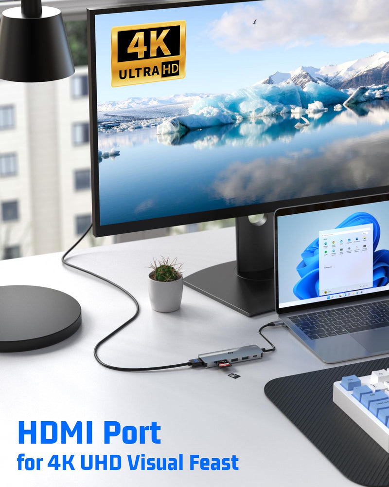 Tiergrade USB C Hub, 6 in 1 Multiport Adapter with 4K HDMI, 100W PD Charging, 2 USB-A Ports, SD & MicroSD Card Reader, Compatible with USB-C Laptops