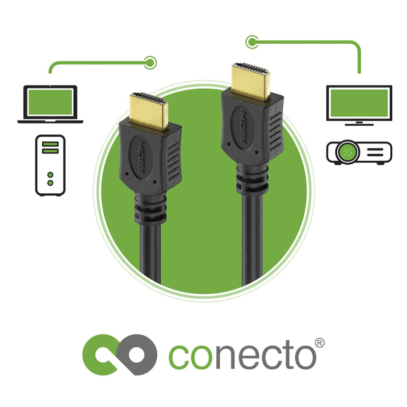conecto HDMI cable HIGH Speed with Ethernet (gold-plated plugs, 4K, Ultra-HD, Full HD 1080p, 3D) 1.5m black