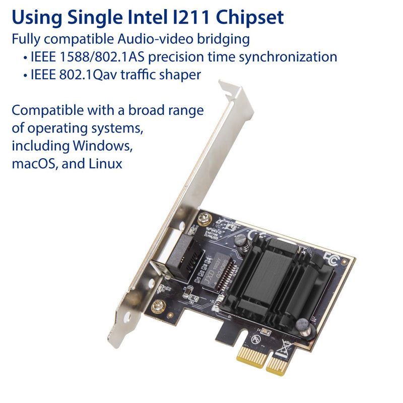 IO CREST Single Port Gigabit Ethernet PCI-e x1 Intel I211 Controller Card (SY-PEX24067)