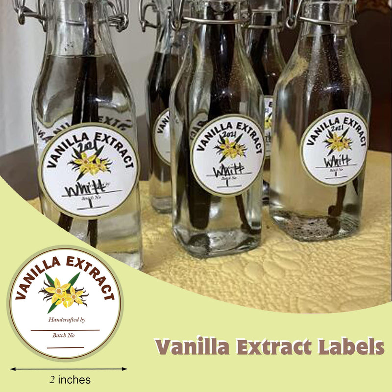 [Australia - AusPower] - SMARSTICKER 2 inch Vanilla Extract Labels Round Circle Gloss White Labels Homemade Vanilla Stickers for Handcrafted Vanilla Bottles,Kitchen Pantry,Jar,Organization 250pcs 
