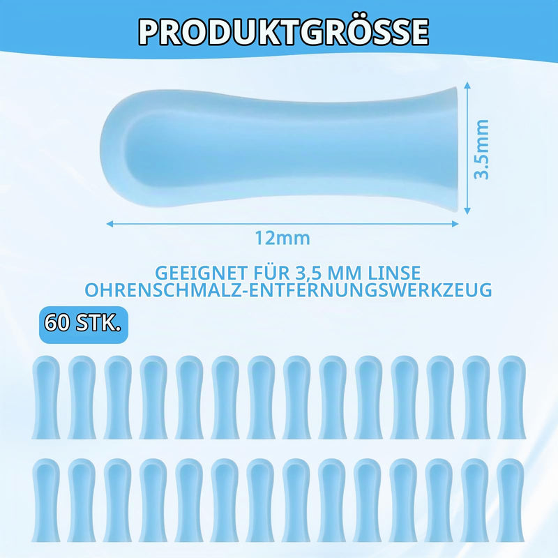 Pack of 60 silicone ear cleaner heads, earwax remover replacement tips made of silicone, silicone ear spoon replacement tips for earwax removal otoscope, suitable for teenagers and adults