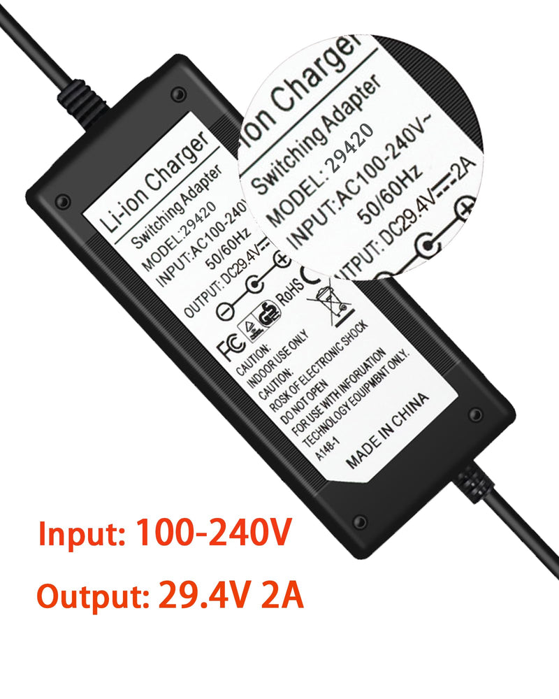 29.4V 2A Electric Scooter Charger(3 Plugs), Fast Universal Battery Replacement Charger for 25.2V Li-Batteries