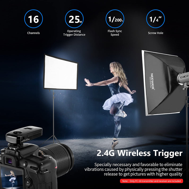 Neewer FC-16 Multi-Channel 2.4GHz 3-IN-1 Wireless Flash/Studio Flash Trigger with Remote Shutter for Nikon D7100 D7000 D5100 D5000 D3200 D3100 D600 D90 D800E D800 D700 D300S D300 D200 D4 D3S D3X D2Xs
