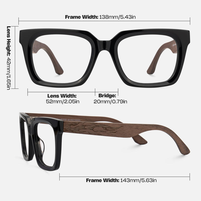 Zeelool Square Blue Light Glasses for Men Non Prescription Eyeglasses Frames Fashion Eyewear Glasses with Spring Hinges Black Clear Lens