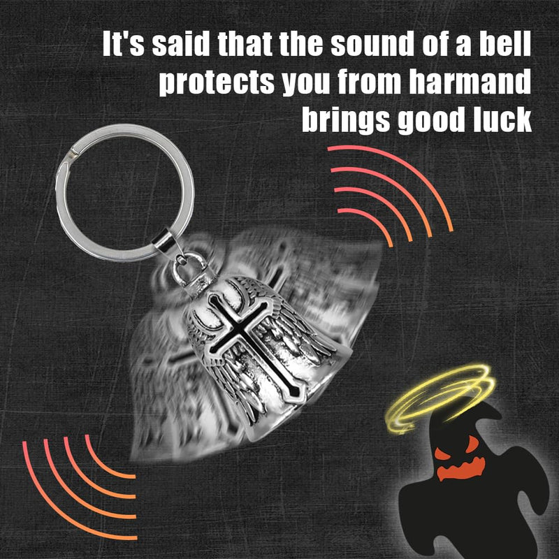 Motorcycle Bell Guardian Angel Motorcycle Accessories Spirit Bells for Good Luck Good Luck Keychain & Drive Safe Pendant Accessories For Bikers Riders Pets for Men Women Guard riding safety