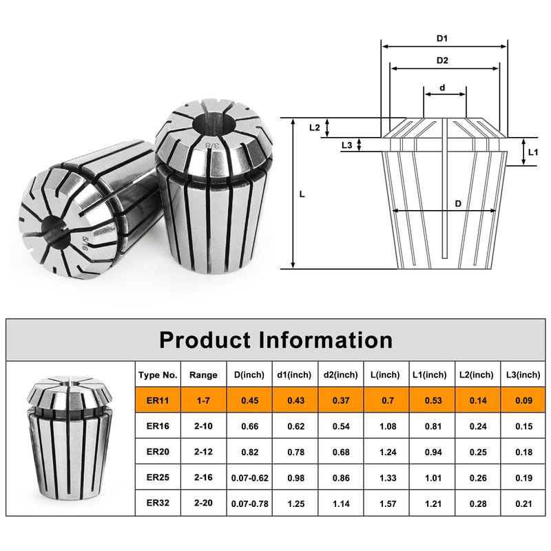 12PCS ER25 Spring Collet Set for CNC Engraving Machine & Milling Lathe Tool Workholding Engraving Collets