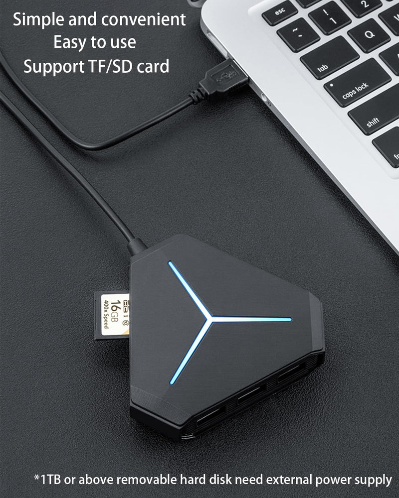 S24 Pro USB Hubs Audio Adapter External Stereo Sound Card with 3.5mm Headphone and Microphone Jack for Windows, Mac, Linux, PC, Laptops, Desktops, PS4 Computer External USB Black - External sound card