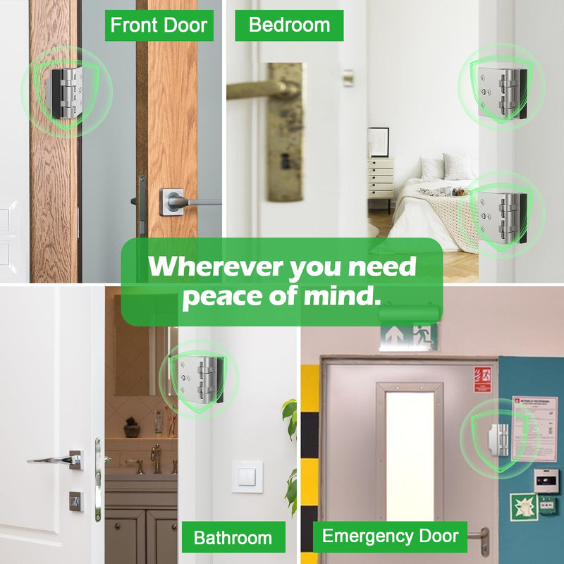 Home Security Door Lock, Upgraded Non-Spring and Flip Design for Easy to Open, Withstands 1200 lbs Force, Childproof Door Reinforcement Lock for Inward Swinging Doors, Silver, 2 Pack New 2 Pack