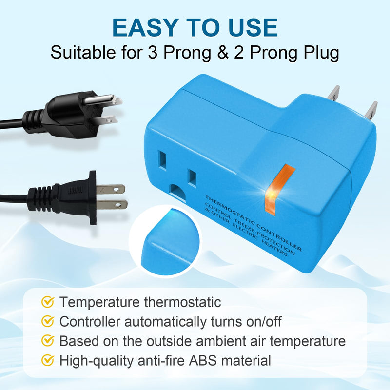 2 PCS Upgraded Thermostat Outlet for Greenhouse and Well House Heater YeloDeer, Auto On 38 °F/Off 50 °F for Heater Pond De-icers Farm RV 2
