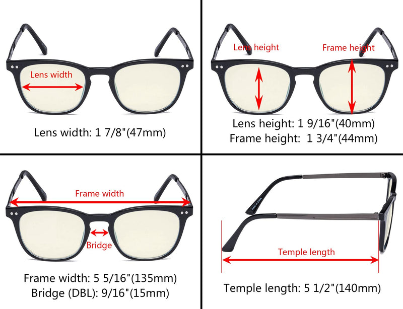 Eyekepper Multipack tinted Blue Light Blocking Reading Glasses for Women Men Readers Computer Eyeglasses A-4 Pack-mix 0.5 x