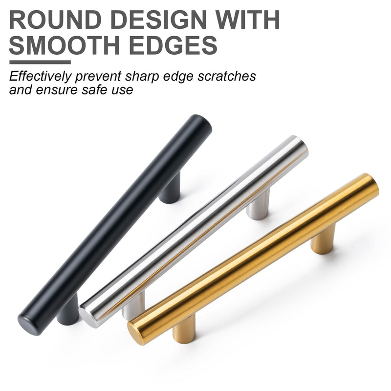 Aegero 25 Pack Cabinet Pulls Brushed Brass Stainless Cabinet Handles, for Kitchen and Bathroom Cabinets, 5 Inch Length, 3 Inch Hole Center Gold