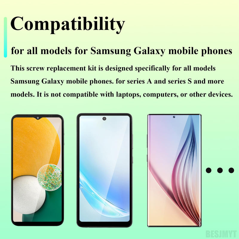 for Samsung Galaxy Mobile Phone Full Complete Screws Replacement Kit for All Models A15 A14 A13 5G S24 S23 S22 Plus Ultra Internal Screw Fix Inner Parts with Screwdrivers Repair Tool Full Set