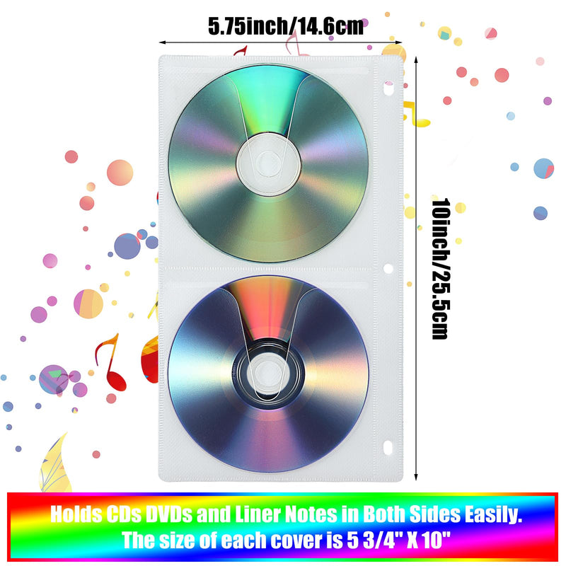 Kosiz 36 Pieces 4 Dise DVD Poly Sleeves 3 Rings CD Sleeves Binder Pages 144 Disc Capacity for Binders Only