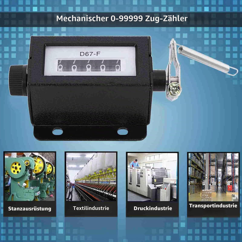 5-Digit Mechanical Counter Manual Manual Pull Counter Resettable 0-99999 for Baling Press Textile Industry and Mechanical Engineering