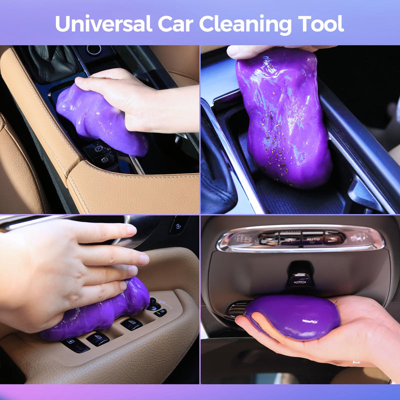 Car Detailing Kit Cleaning Gel Universal Dust Cleaner Car Accessories Gifts for Women Men Auto Detailing Tool Interior Cleaning Supplies Putty Mud Slime for Keyboard Stocking Stuffers Purple