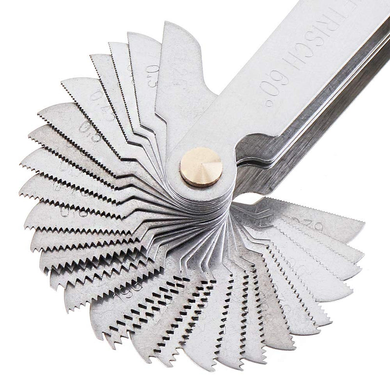 ChgImposs 2PCS Metric & Imperial & US Screw Gauge SAE Whitworth 55 Degree & Metric 60 Degree & & US 60 Degree Thread Pitch Gauge for Industrial Measurement 2
